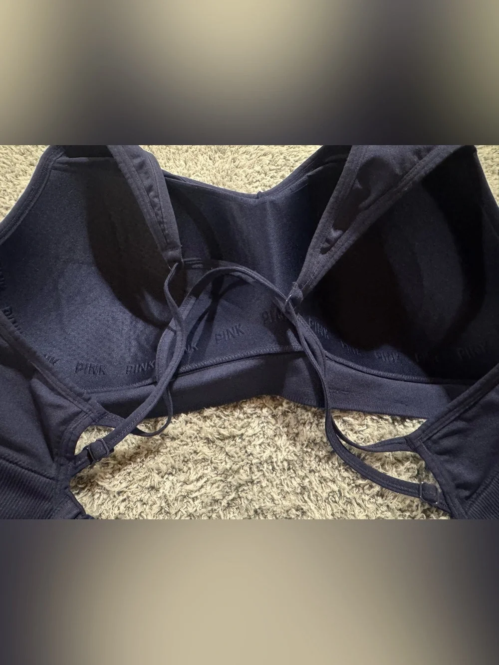PINK Victoria Secret Navy Crisscross Sports Bra 36DD/E